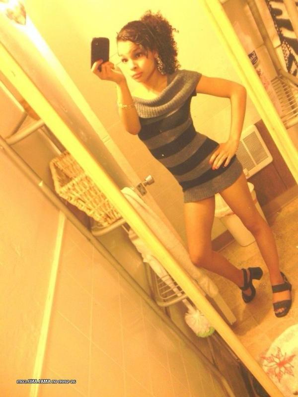 14P Compilation of an ebony teen naked in front of the mirror