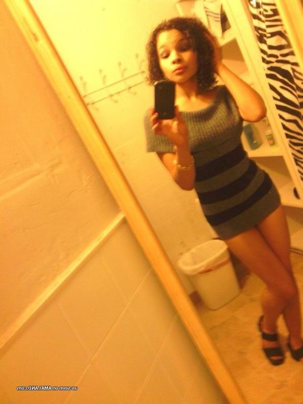 14P Compilation of an ebony teen naked in front of the mirror