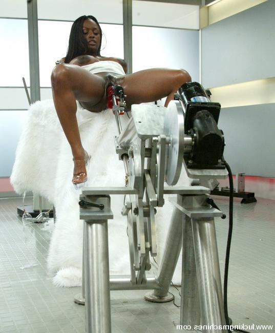 15P Black busty chick getting fucked deep by fucking machines