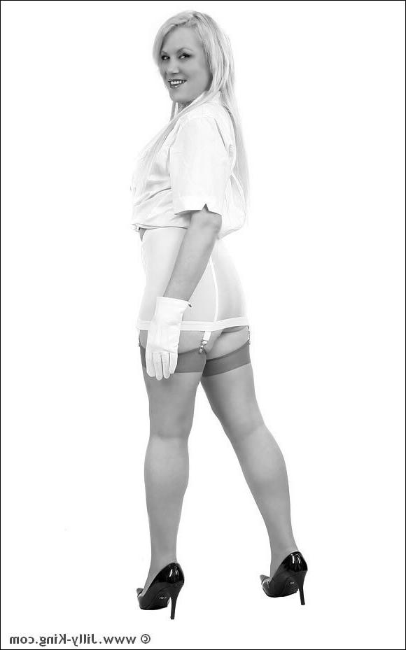 15P Blonde mature Jilly King in stockings