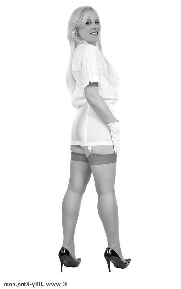 15P Blonde mature Jilly King in stockings