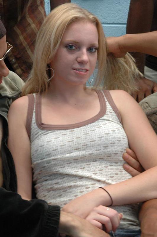 16P Sweet blonde chick fucks dp at interracial gangbang