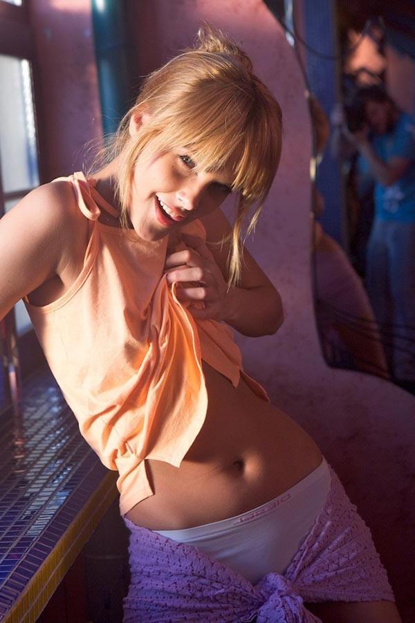 17P Young beautiful blonde babe stripping and playing with herself