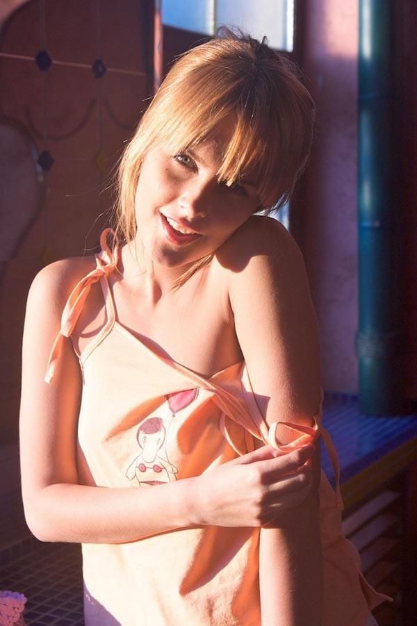 17P Young beautiful blonde babe stripping and playing with herself
