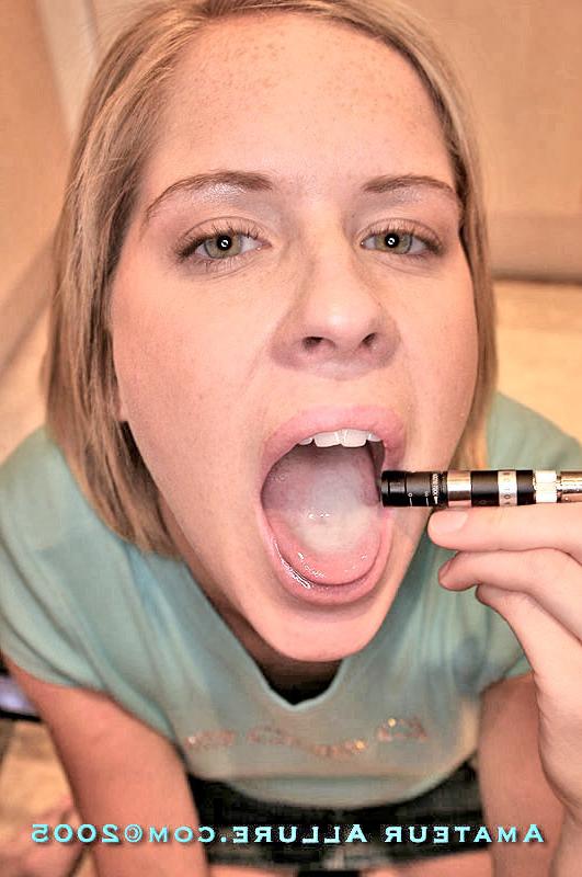 15P Blonde gets down on her knees and sucks dong