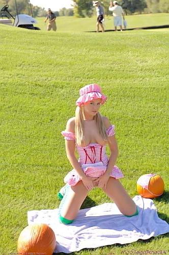 20P blonde halloween shortcake outdoors