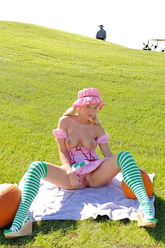 20P blonde halloween shortcake outdoors
