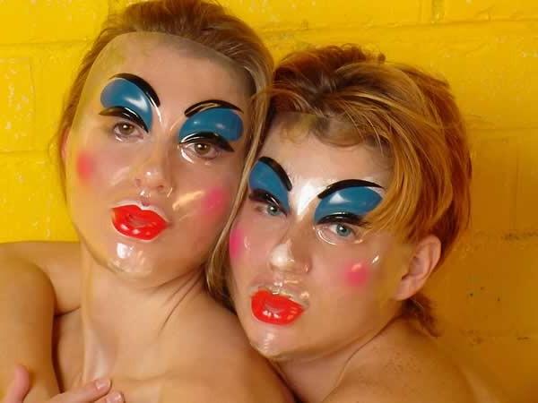 15P Two sexy lesbians wearing masks