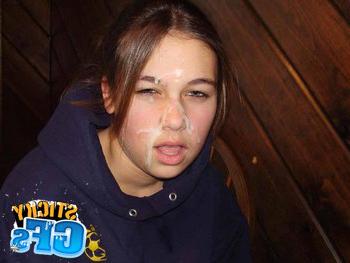 15P Horny teen gfs get blasted with cum facials