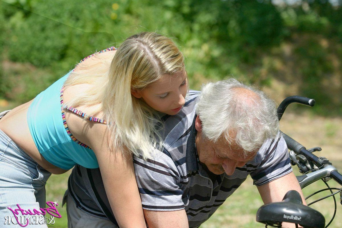 14P Horny blonde beauty gets fucked by an older male