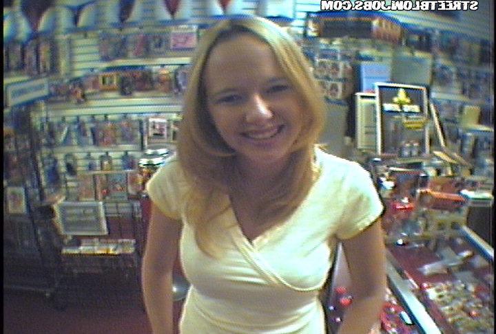 15P Cute blonde cashier gets banged behind her desk