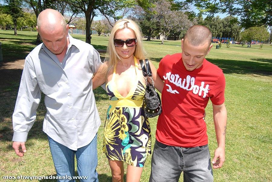 15P Blonde holds hand with hubby while other guy fucks her