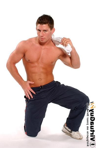 16P Sexy brunette muscular guy stripping