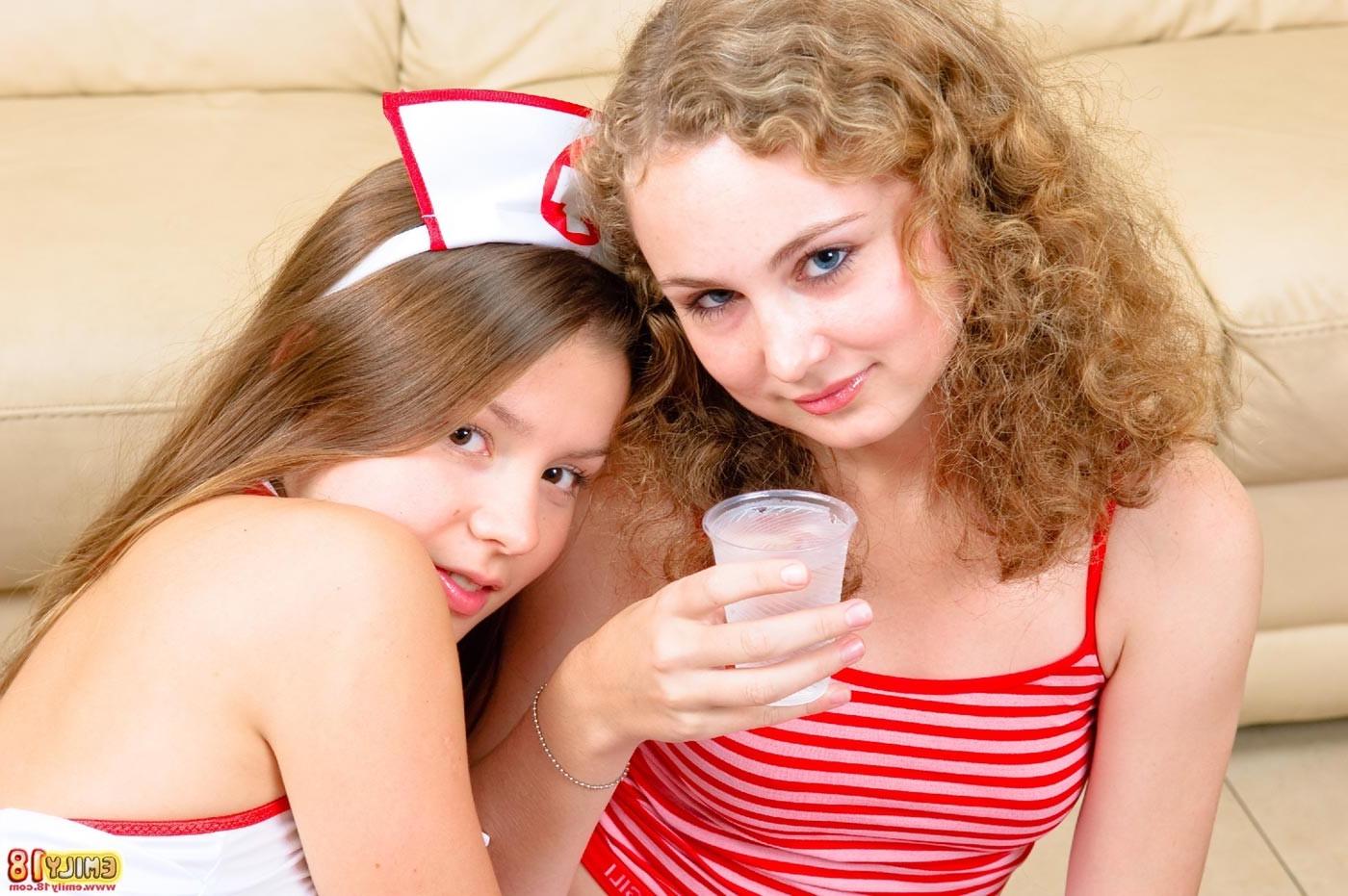 16P Lesbian teen nurse strips girl