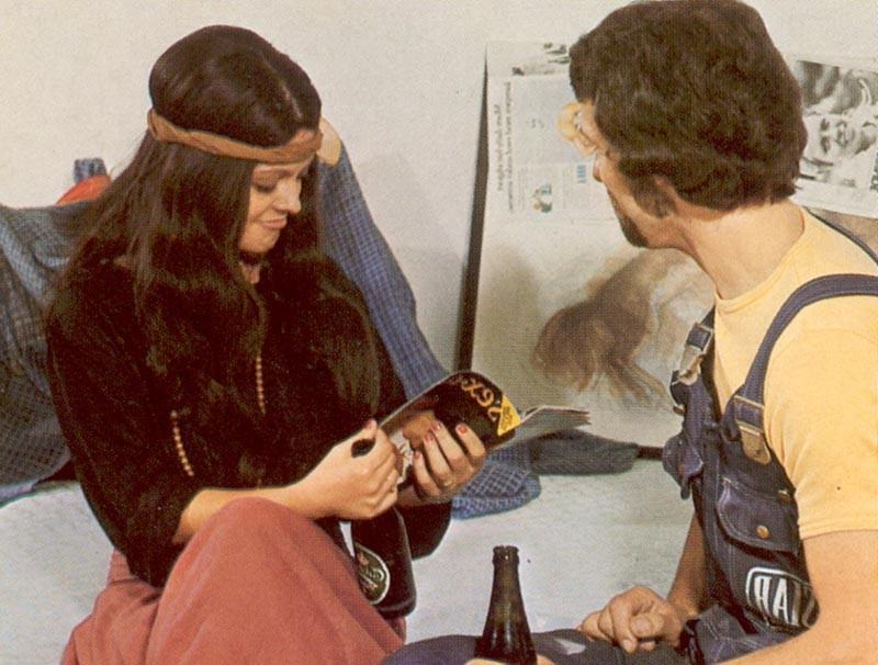 16P Retro guy releasing his boner on a real hippie