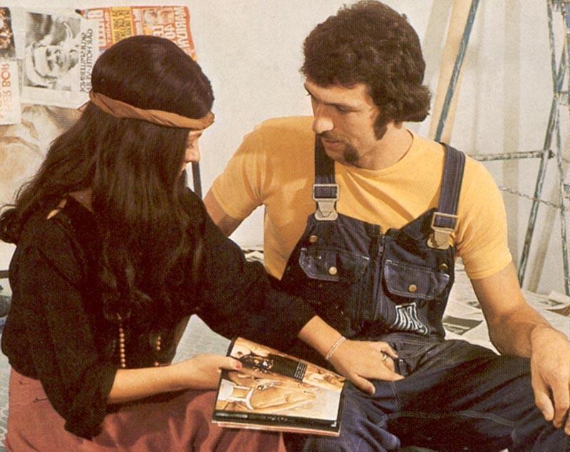 16P Retro guy releasing his boner on a real hippie
