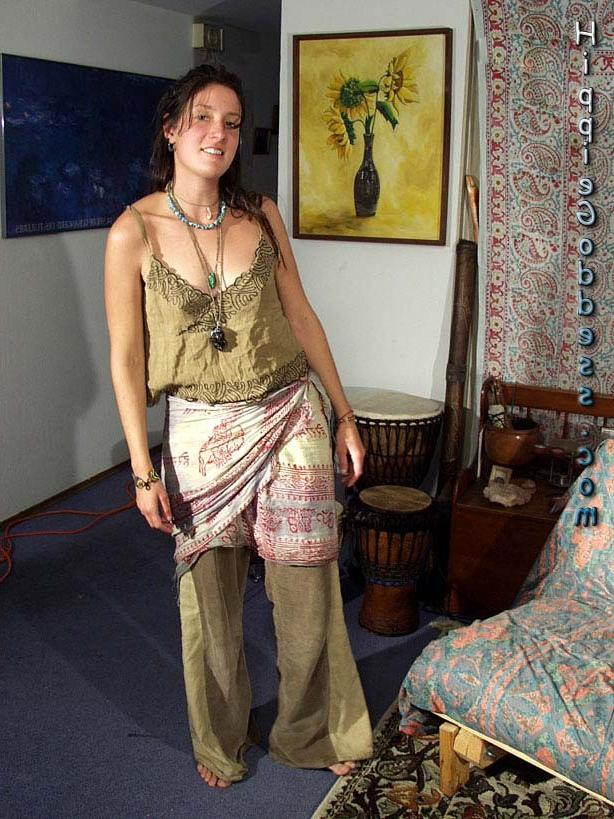 15P Hairy hippie chick getting off on meditation