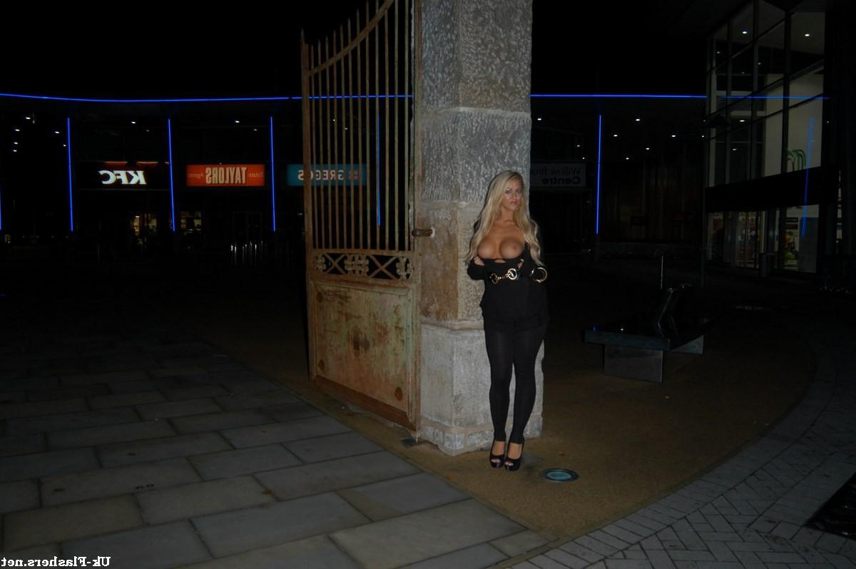16P Busty uk pornstar Stephanie Knight flashing tits in exhibitionist longhaired blo