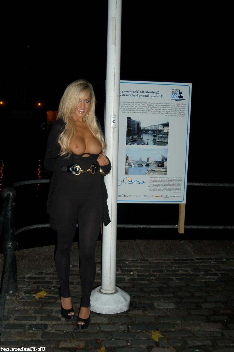 16P Busty uk pornstar Stephanie Knight flashing tits in exhibitionist longhaired blo