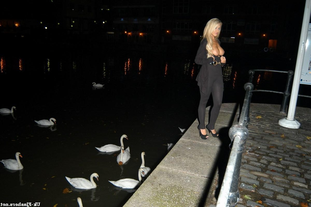 16P Busty uk pornstar Stephanie Knight flashing tits in exhibitionist longhaired blo