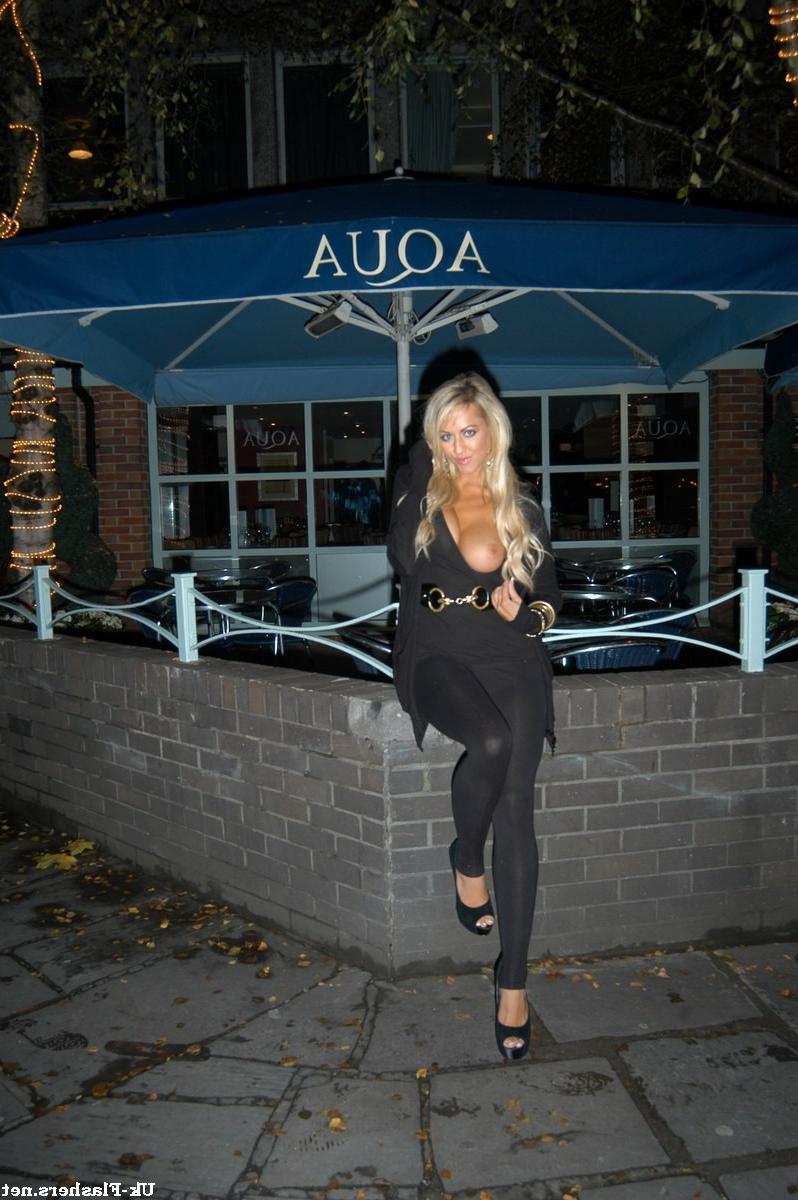 16P Busty uk pornstar Stephanie Knight flashing tits in exhibitionist longhaired blo