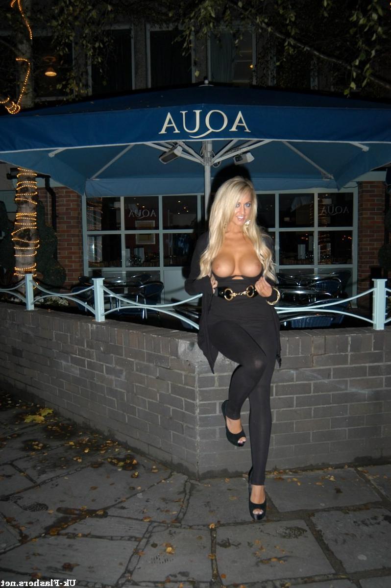 16P Busty uk pornstar Stephanie Knight flashing tits in exhibitionist longhaired blo