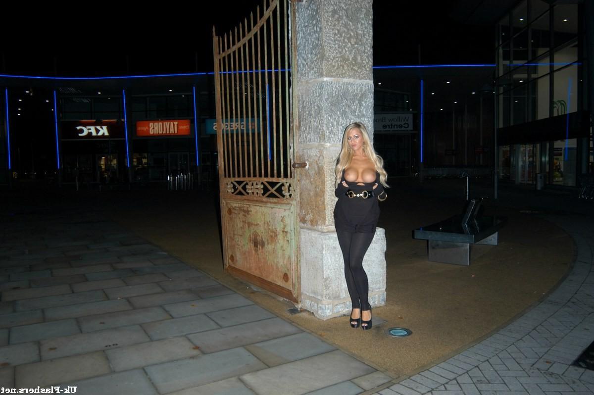 16P Busty uk pornstar Stephanie Knight flashing tits in exhibitionist longhaired blo