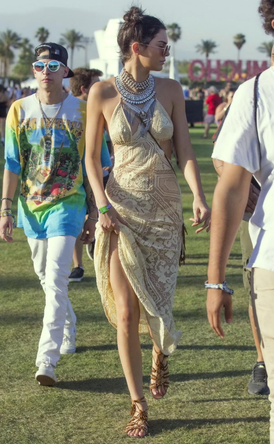 16P Kendall Jenner see through to panties for Coachella