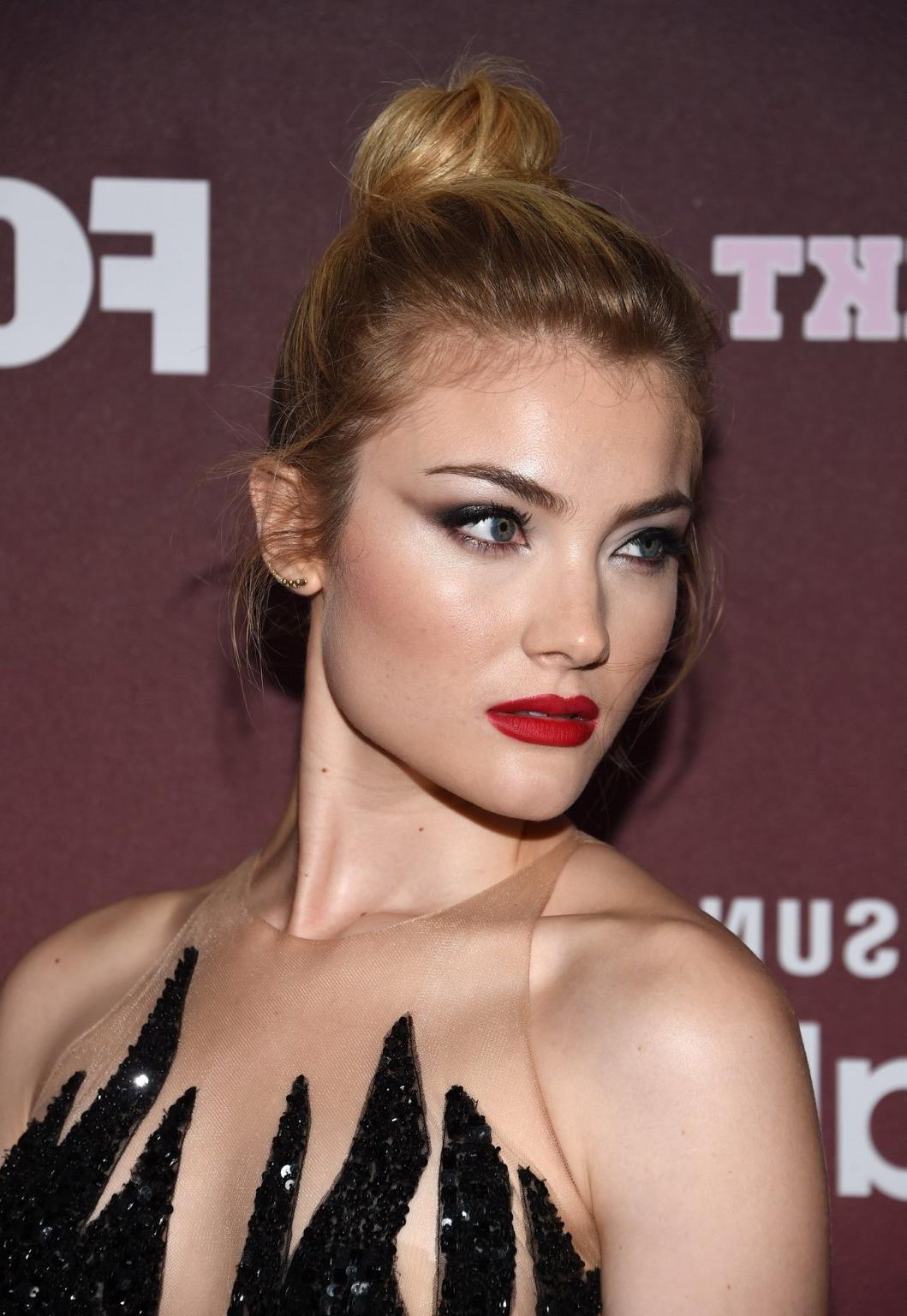 16P Skyler Samuels braless in see through mini dress