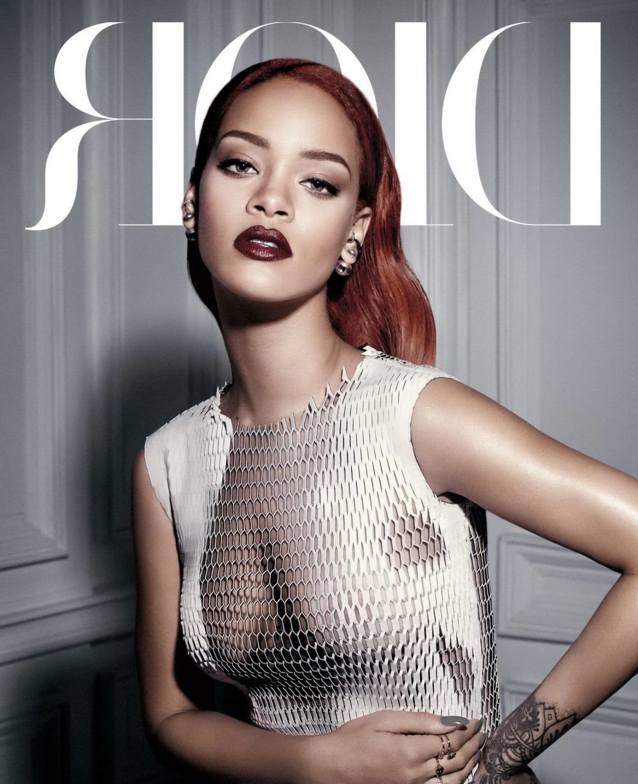 16P Rihanna see through showing off her big boobs for Dior