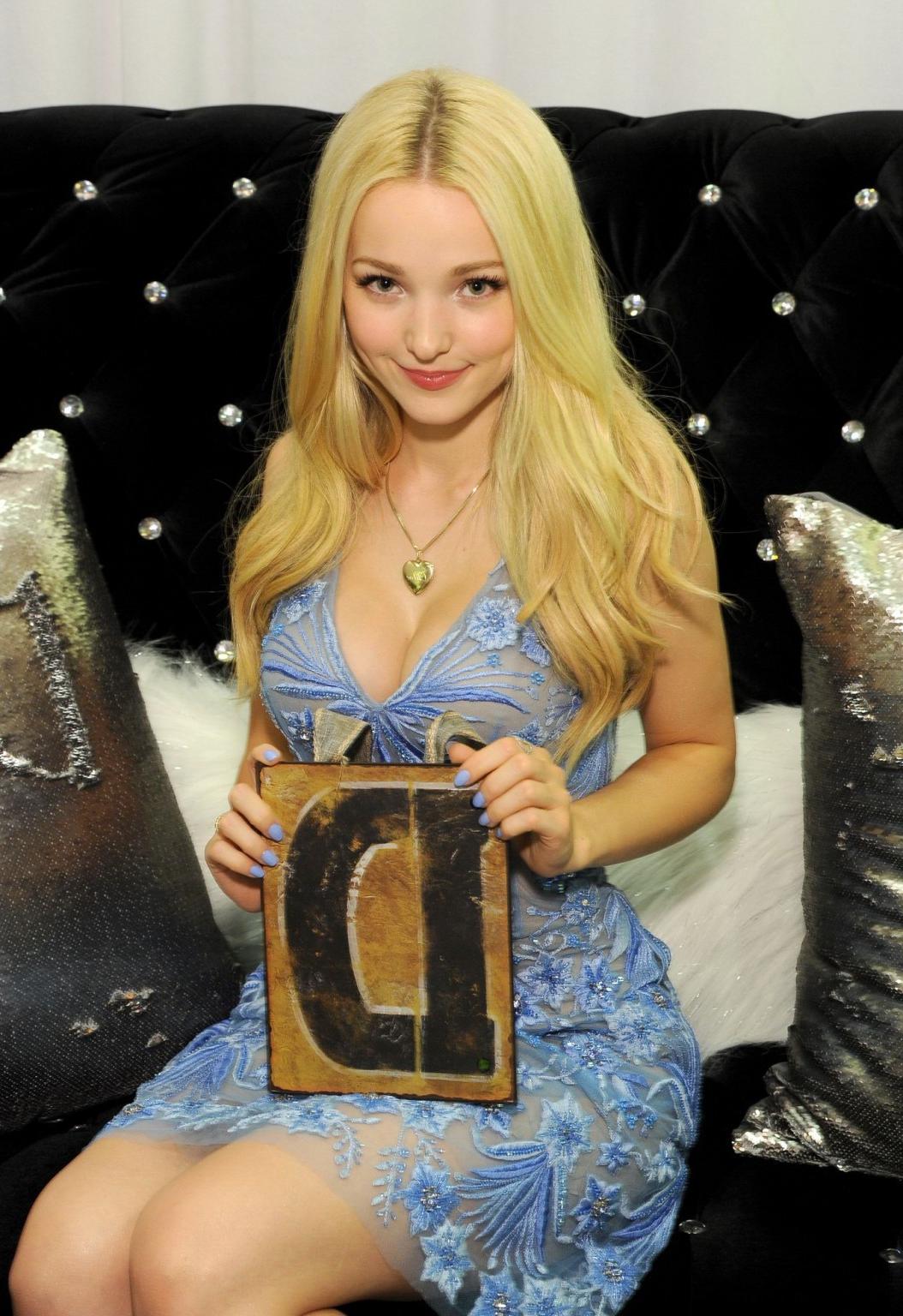 16P Dove Cameron busty and leggy in see through mini dress