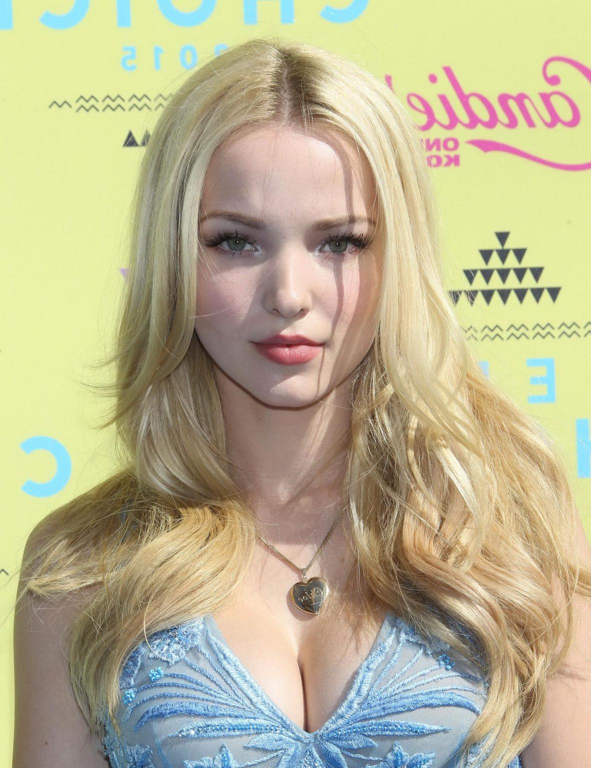 16P Dove Cameron busty and leggy in see through mini dress