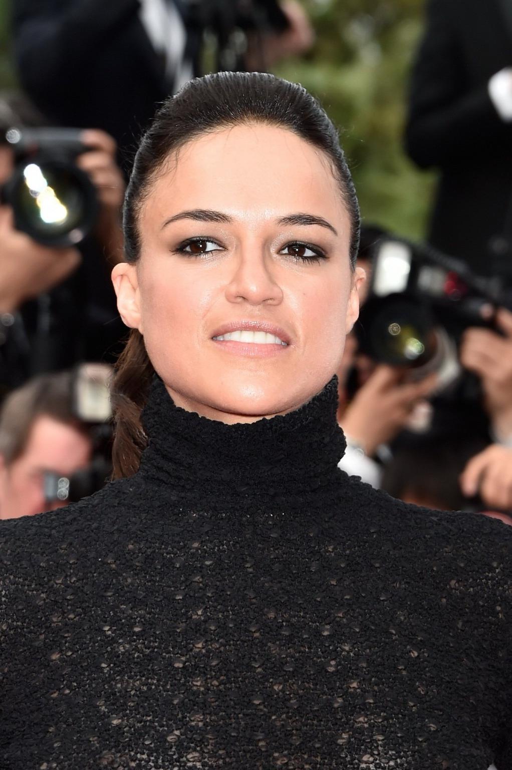 16P Michelle Rodriguez showing her big boobs in black see through dress at the closi