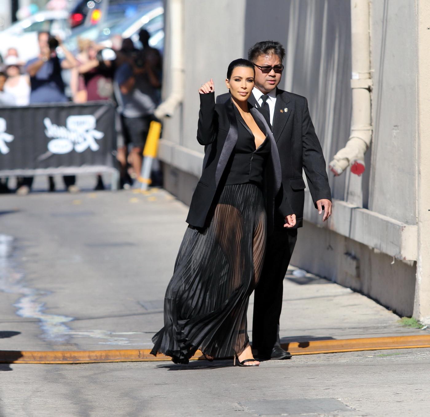 16P Kim Kardashian busty wearing skimpy top  see through skirt at The Jimmy Kimmel S