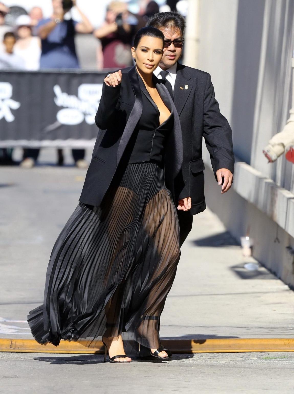 16P Kim Kardashian busty wearing skimpy top  see through skirt at The Jimmy Kimmel S