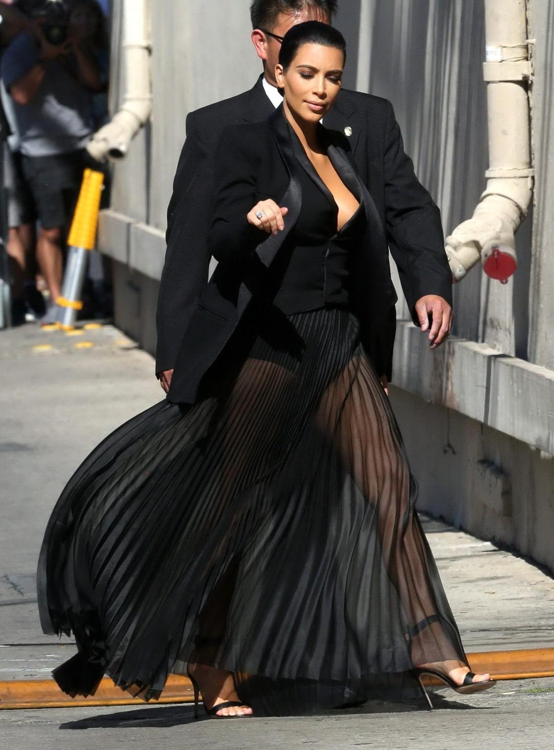 16P Kim Kardashian busty wearing skimpy top  see through skirt at The Jimmy Kimmel S