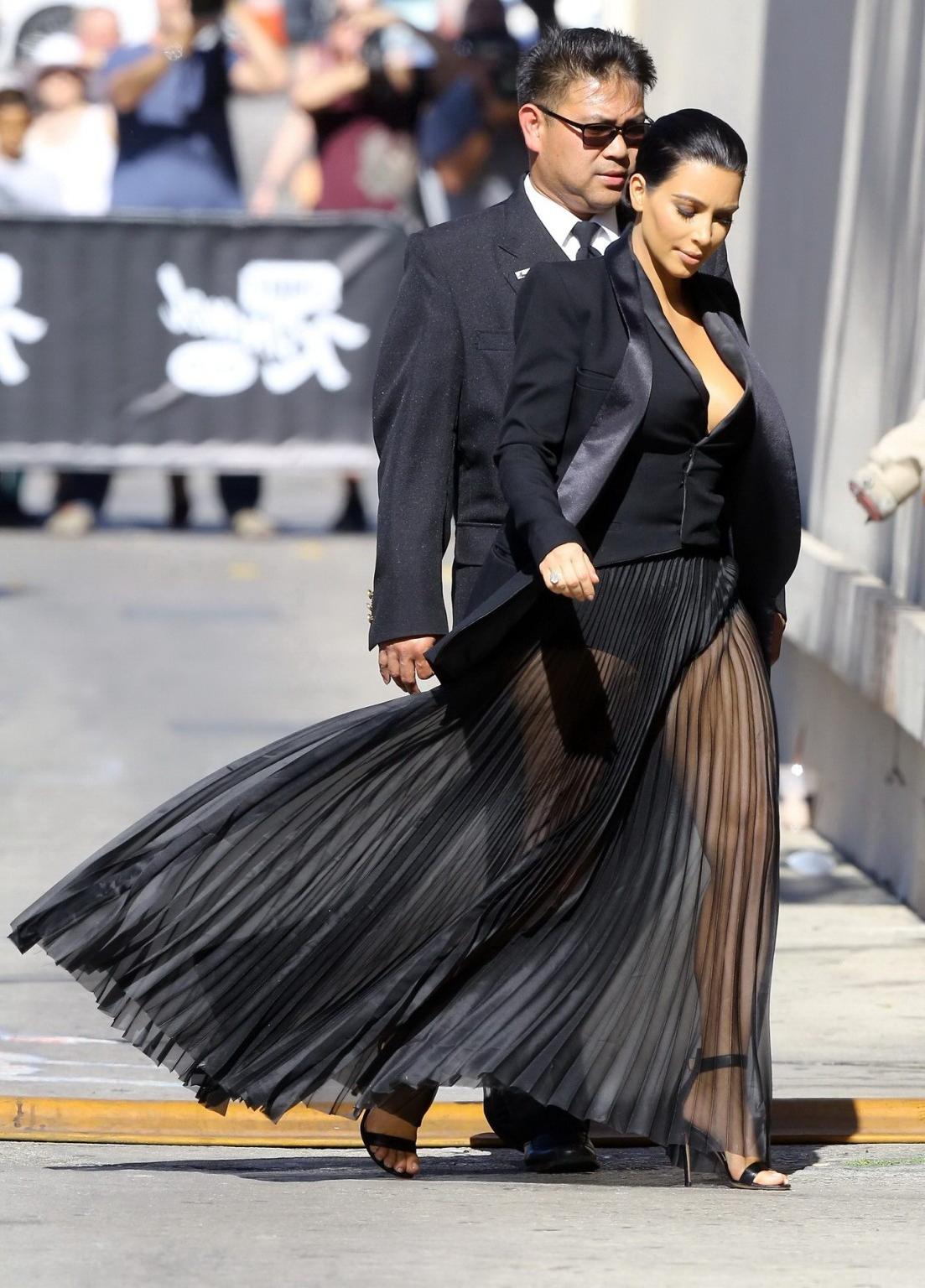 16P Kim Kardashian busty wearing skimpy top  see through skirt at The Jimmy Kimmel S