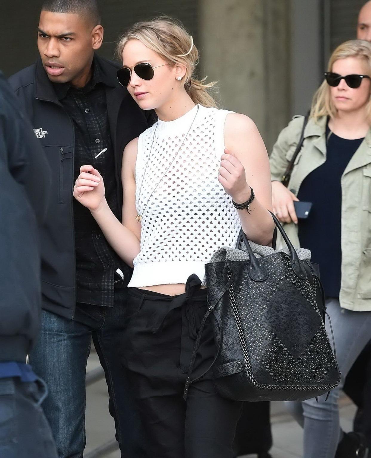 16P Busty Jennifer Lawrence see through to bra out in NYC