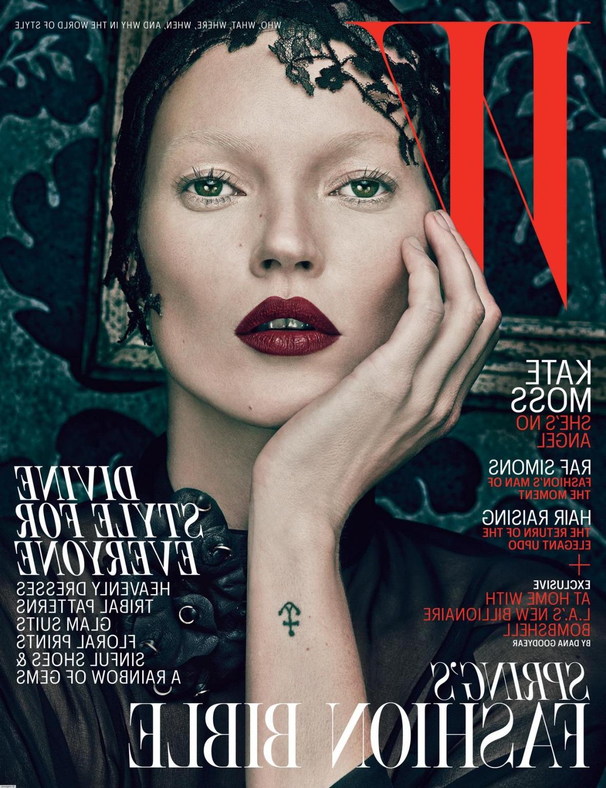 16P Kate Moss showing boobs in see through for W Magazine May 2015 issue