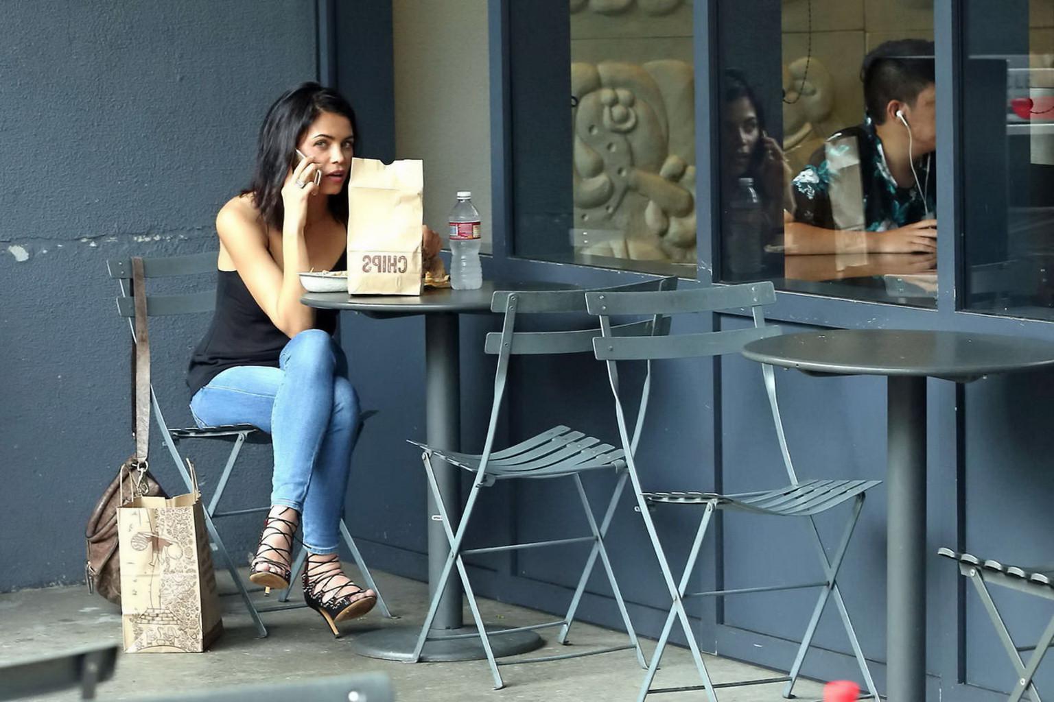16P Jenna Dewan see through to bra out in Los Angeles