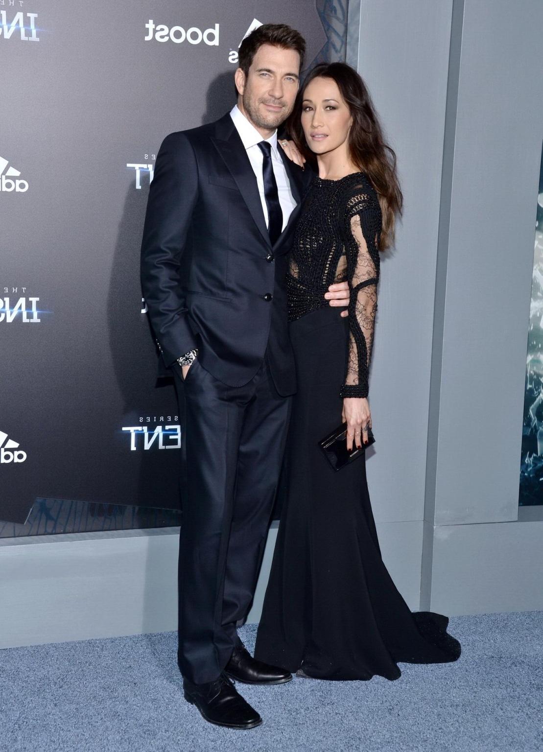 16P Maggie Q braless wearing a partially see through dress at the Insurgent premiere