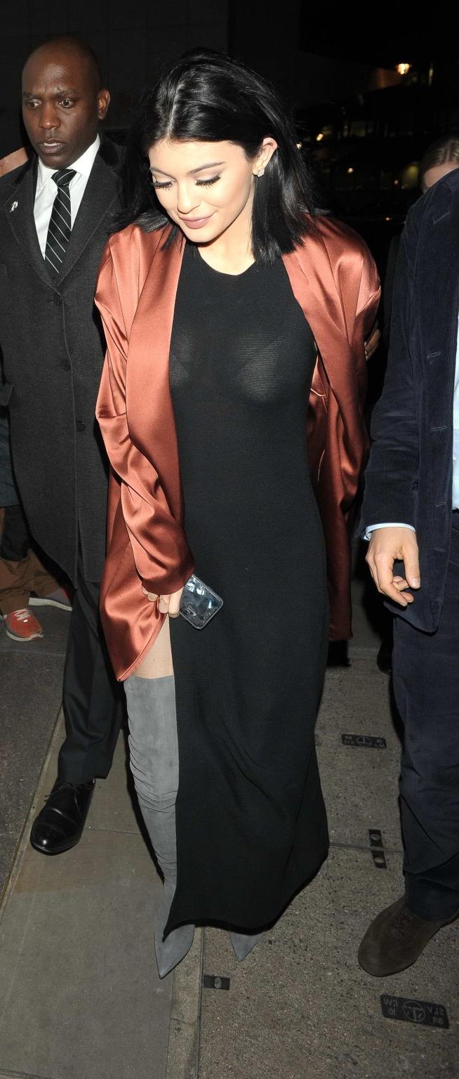 16P Kylie Jenner panty peek and see through to bra out in London