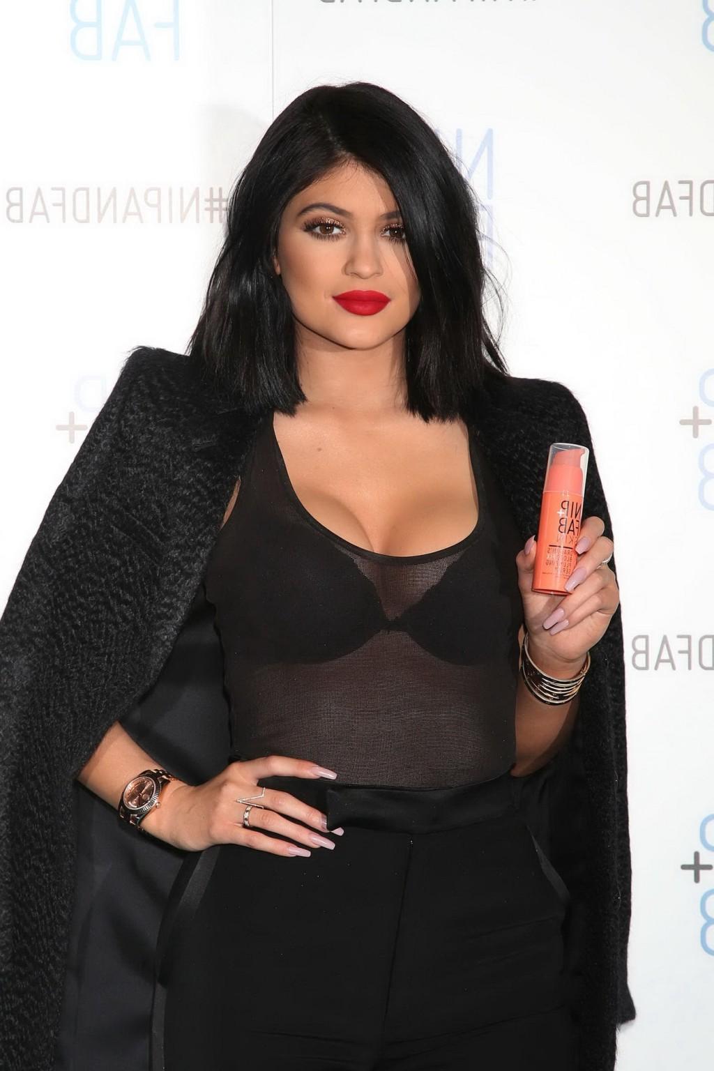 16P Kylie Jenner busty and see through to bra for Nip  Fab Photocall in London