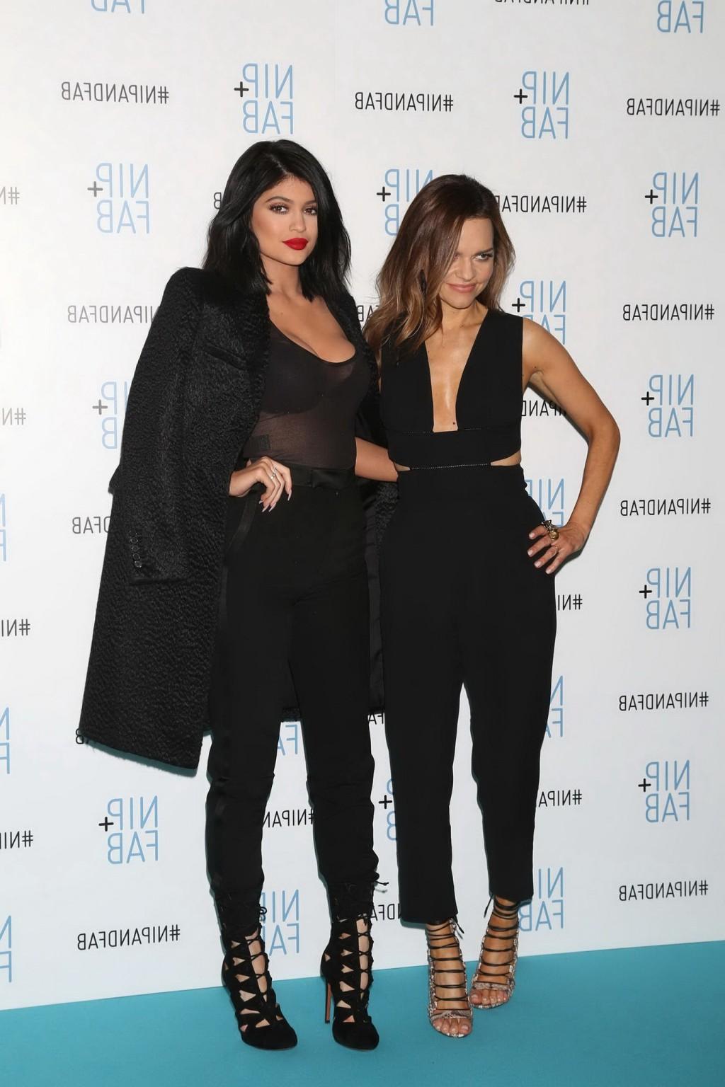 16P Kylie Jenner busty and see through to bra for Nip  Fab Photocall in London