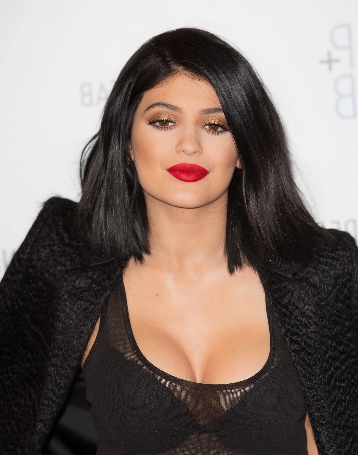 16P Kylie Jenner busty and see through to bra for Nip  Fab Photocall in London