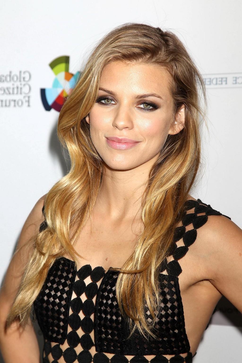 16P AnnaLynne McCord braless wearing a partially see through dress at the UN Women f