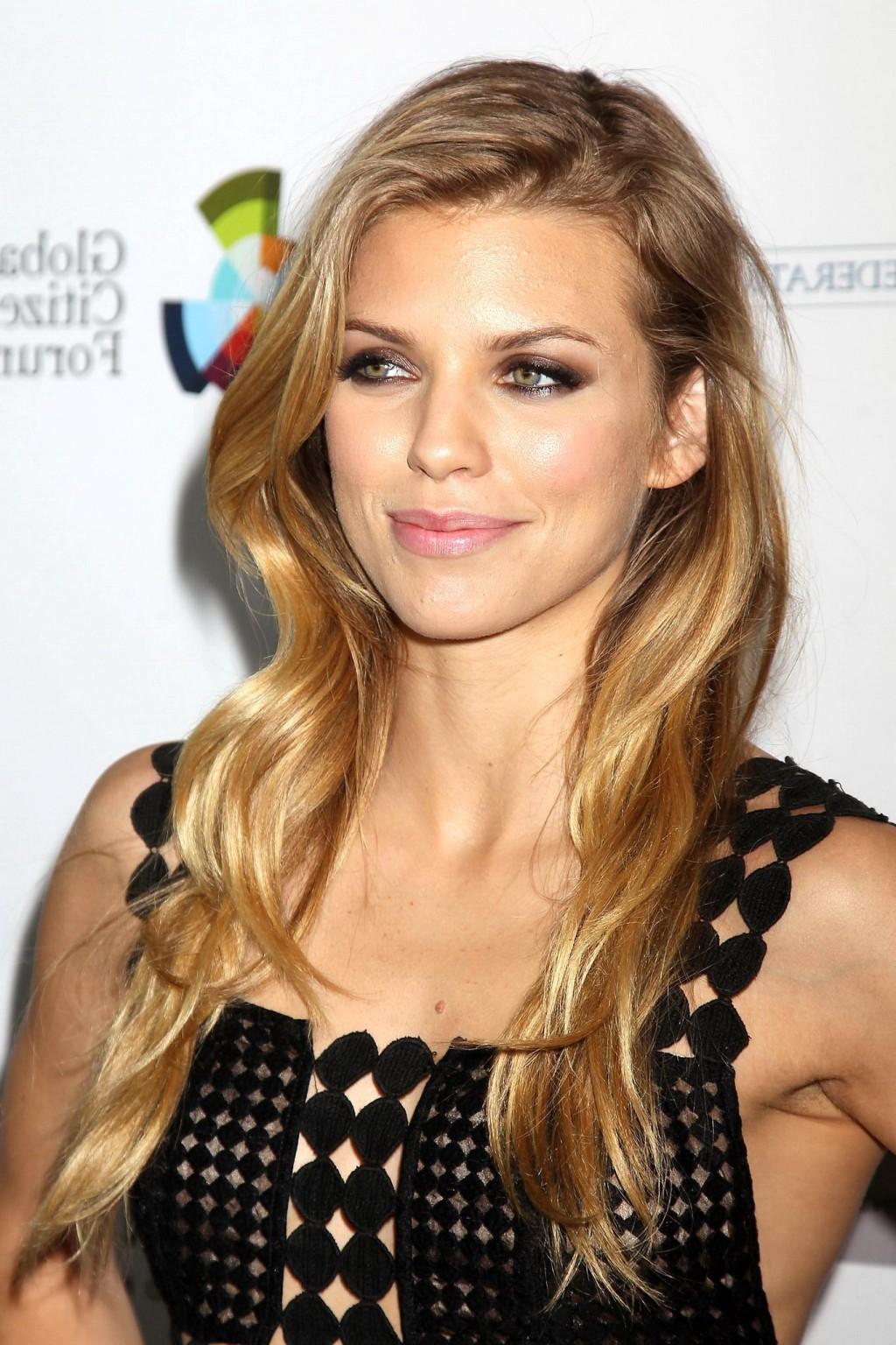 16P AnnaLynne McCord braless wearing a partially see through dress at the UN Women f
