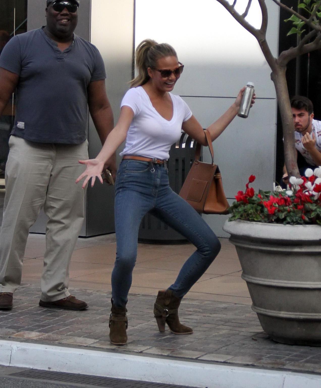 16P Chrissy Teigen see through to bra out in West Hollywood