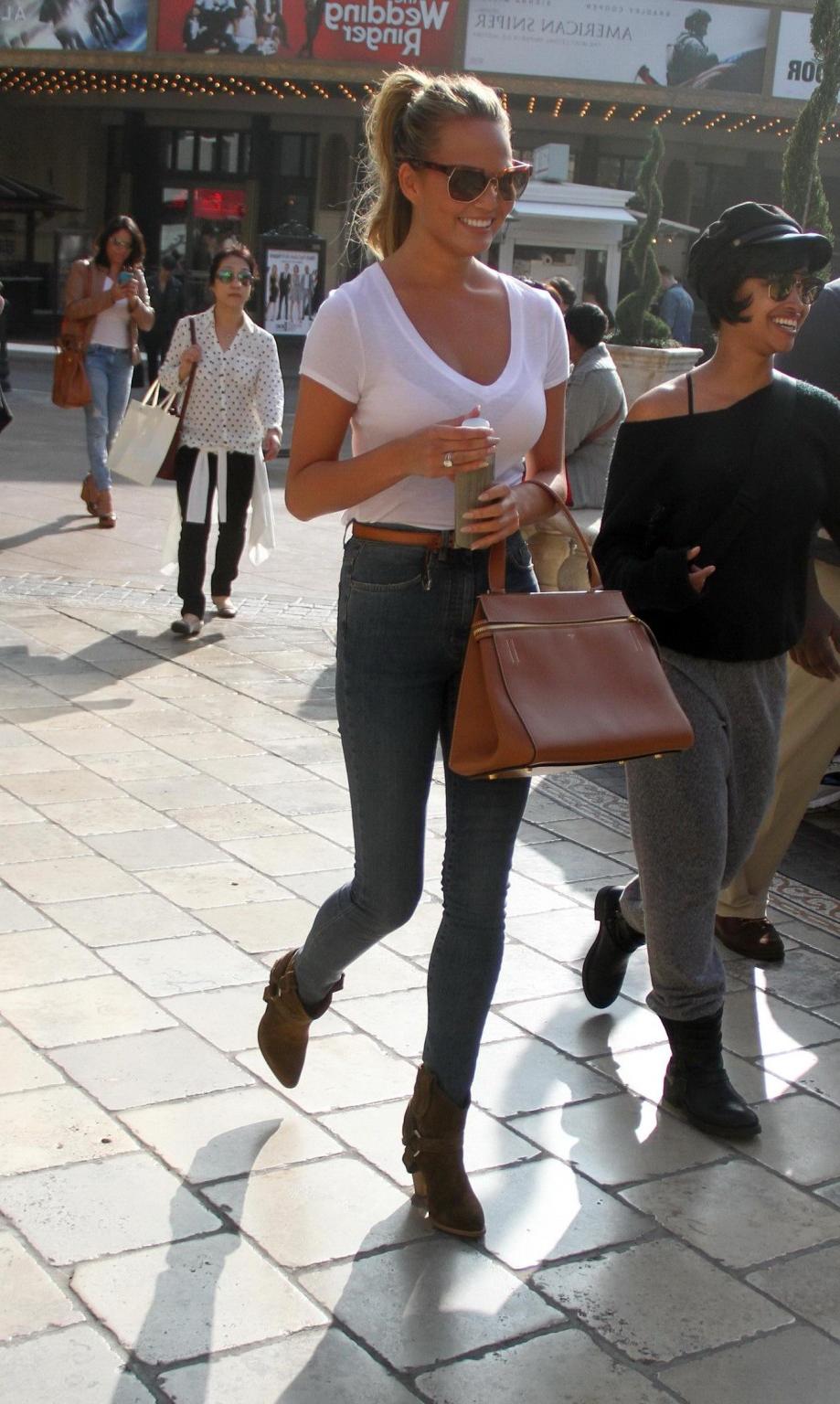 16P Chrissy Teigen see through to bra out in West Hollywood