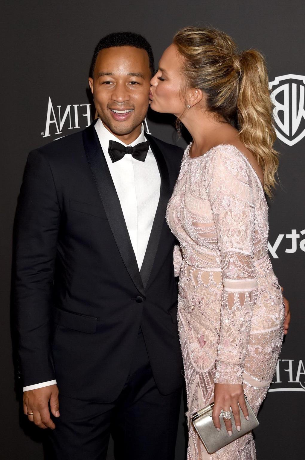 16P Chrissy Teigen shows off her big boobs wearing a see through dress at the InStyl